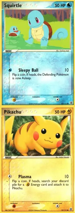 Pokemon TCG Ex Leaf green fire red Pickachu Squirtle X2 MP - Image 1