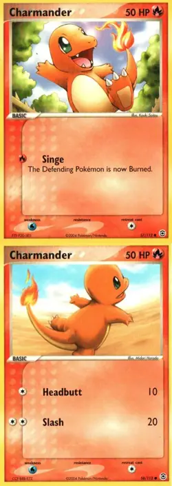 Pokemon TCG Ex Leaf green fire red Charmander X2 MP - Image 1