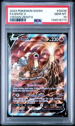 2023 POKEMON SWORD & SHIELD CROWN ZENITH #GG36 FULL ART/ENTEI V PSA 10 - Image 1