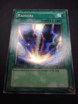 YUGIOH 2002 | RAIGEKI | LOB-E042 (LOB-053) | 1ST EDITION | VERY GOOD - EX (MP) - Image 5