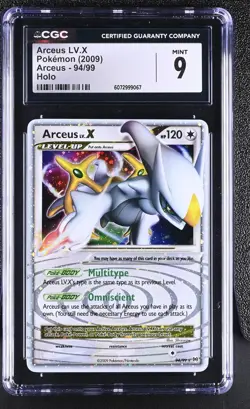 CGC 9 MINT Arceus LV.X 2009 Arceus 94/99 Holo Pokemon Card - Image 1