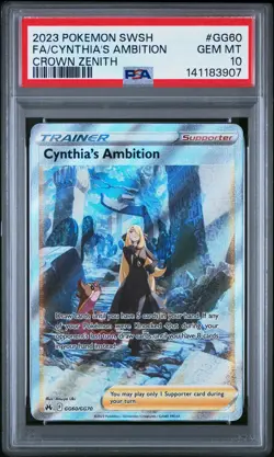 2023 POKEMON SWORD & SHIELD CROWN ZENITH FULL ART/CYNTHIA'S AMBITION PSA 10 - Image 1