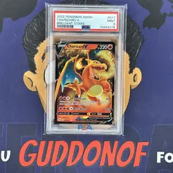 PSA 9 MINT 2022 Pokemon Brilliant Stars CHARIZARD V #017 Ultra Rare Holo - Image 1