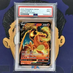 PSA 9 MINT 2022 Pokemon Brilliant Stars CHARIZARD V #017 Ultra Rare Holo - Image 2