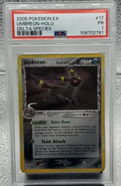 2005 POKEMON EX DELTA SPECIES #17 UMBREON-HOLO PSA 1 - Image 1