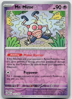 Mr. Mime 122/165 Reverse Holo Rare - NM - 151 - Pokemon - Image 1