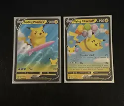 Flying Pikachu V Surfing Pikachu V 006/025 and 008/025 Pokemon Celebrations NMT - Image 1