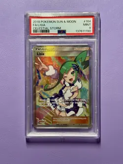 TCG Pokemon English FA Lisia (Full Art) 164/168 Sm-Celestial Storm Holo PSA 9 - Image 1