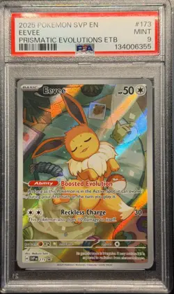 PSA 9 Eevee SVP 173 Cosmos Holo Prismatic Evolutions Black Star Promo Pokemon Ca - Image 1