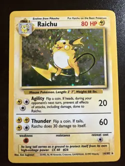 Raichu 14/102 Holo MP Base Set Pokemon TCG WotC MP - Image 1