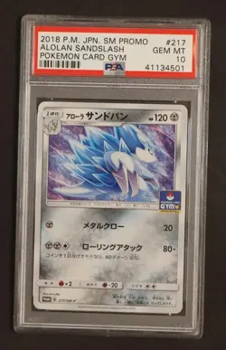 2018 Pokemon Japanese Sm Promo Pokemon Card Gym Alolan Sandslash #217 PSA 10 - Image 1