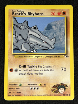 Brock's Rhyhorn 70/132 WOTC Gym Heroes - Non-Holo Common Pokemon Card MP - Image 1