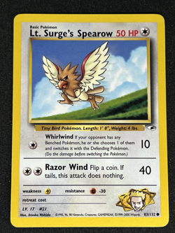 Lt. Surge's Spearow 83/132 WOTC Gym Heroes - Non-Holo Common Pokemon Card LP - Image 1