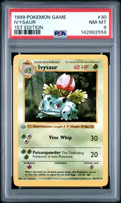 1999 POKEMON BASE SET 1ST EDITION #30 IVYSAUR PSA 8 - Image 1
