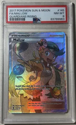 2017 POKEMON SUN & MOON GUARDIANS RISING #145 FULL ART/MALLOW PSA 8 - Image 1
