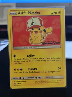 Pokemon Ash's Pikachu SM109 Sm Promo Thunder 2017 I CHOOSE YOU - Image 1