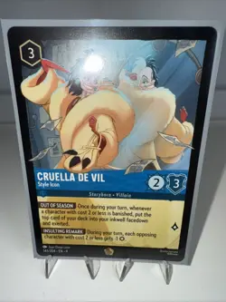 Disney Lorcana TCG Cruella De Vil Style Icon Legendary 143/204 Non Foil Card - Image 1