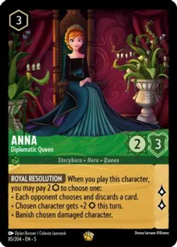 1x Anna - Diplomatic Queen - 85/204 - Legendary Light Play Disney Lorcana: Shimm - Image 1