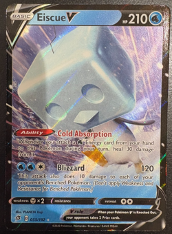 Pokemon TCG Eiscue V 055/192 Ultra Rare SWSH Rebel Clash NM - Image 1