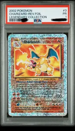 2002 POKEMON LEGENDARY COLLECTION #3 CHARIZARD-REVERSE FOIL PSA 1 - Image 1