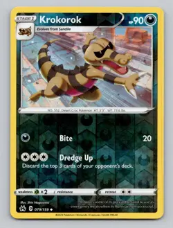 Reverse Holo Krokorok 079/159 Uncommon Crown Zenith Pokemon - Image 1