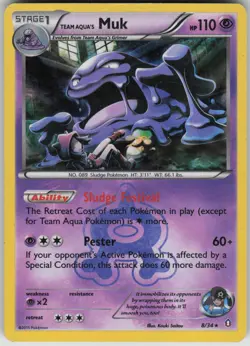 Pokemon TCG Team Aqua's Muk Holo Rare Double Crisis 8/34 - Image 1
