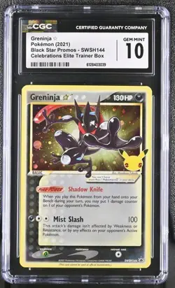 Black Star Promo Greninja Gold Star SWSH144 Celebrations Pokemon CGC 10 GEM MINT - Image 1