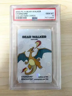 2022 POKEMON CENTER X BEAR WALKER COLL CARDS CHARIZARD PSA10 - Image 1