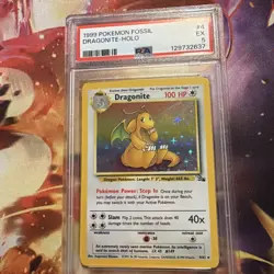 1999 Pokemon Fossil - Dragonite - Holo Rare - 4/62 - PSA 5 - Image 1