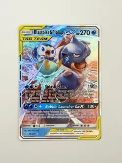 Blastoise & Piplup GX 38/236 Sun And Moon Cosmic Eclipse Tag Team Pokemon - Image 1