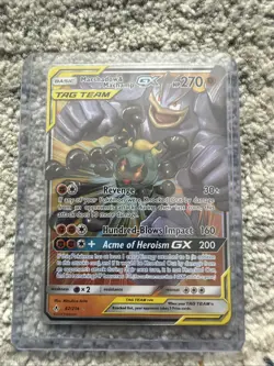 Pokemon TCG Marshadow & Machamp GX Holo Card 82/214 Sm-Unbroken Bonds - Image 1