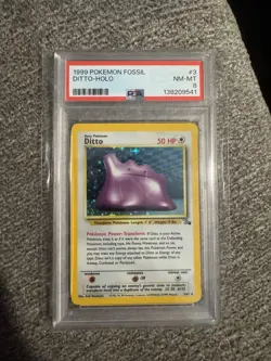 Pokemon TCG Ditto 3/62 Fossil Holo Rare Unlimited Psa 8 - Image 1