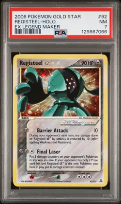 2006 POKEMON EX LEGEND MAKER GOLD STAR #92 REGISTEEL-HOLO PSA 7 - Image 1