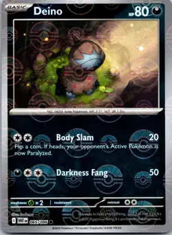 Deino (Poke Ball Pattern) 065/086 Holo SV: White Flare NM Pokemon NM - Image 1