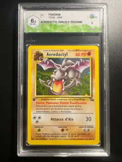 Pokemon Aerodactyl Holo PRIMA EDIZIONE Fossil 1/62 - Gradato GRAAD 6.5 - 1st Ed. - Image 1