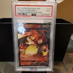 Pokemon Lance's Charizard V SWSH133 Celebrations Promo Holo PSA 9 220HP - Image 1
