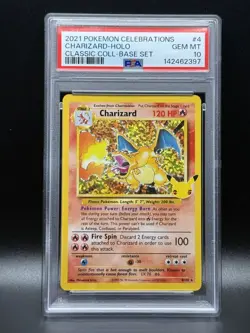 PSA 10 GEM MINT Charizard 4 Celebrations Classic Collection Holo Pokemon Card - Image 1