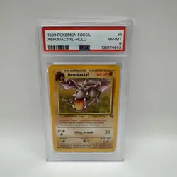 Pokemon Aerodactyl Fossil 1/62 Holo Unlimited 1999 PSA 8 - Image 1