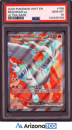 Pokemon 2025 Reshiram ex 158/086 Full Art Ultra Rare White Flare GEM MINT PSA 10 - Image 1