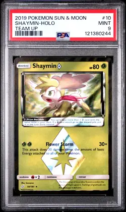 2019 POKEMON SUN & MOON TEAM UP #10 SHAYMIN-HOLO PSA 9 - Image 1