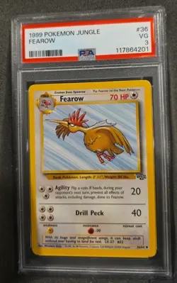 POKEMON CARD FEAROW 36 JUNGLE #36 VINTAGE GRADED PSA 3 WIZARDS WOTC - Image 1