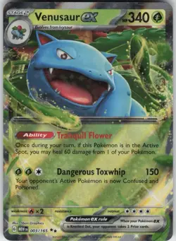 Venusaur ex 003/165 Scarlet & Violet 151 Double RARE HOLO Pokemon TCG Card - NM+ - Image 1