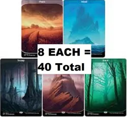 100 Unstable Borderless Lands= 20 each: Plains, Island, Swamp, Mountain, Forest! - Image 1