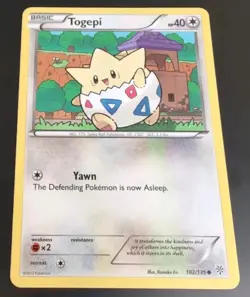2012 Pokemon Plasma Storm Togepi #102/135 – Common – Lightly Played – HP 40 - Image 1