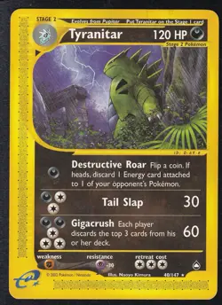 Pokemon Tyranitar 40/147 Rare Aquapolis - Image 1