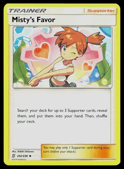 Pokemon Card Unified Minds Misty's Favor 202/236 Uncommon - Image 1