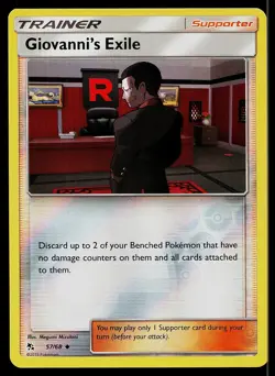 Pokemon Card Hidden Fates Giovanni's Exile 57/68 Uncommon Reverse Holo - Image 1