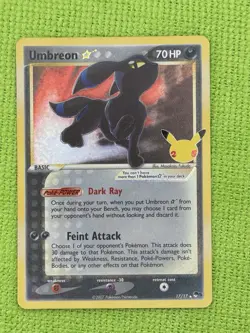 Pokemon Card TCG Umbreon Celebrations 17/17 Gold Star Pokemon TCG Holo Rare NM - Image 1