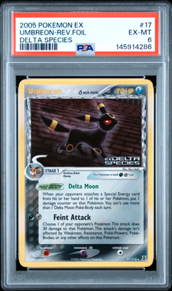 PSA 6 2005 Pokemon EX Delta Species Umbreon Reverse Holo Stamped 17/113 - Image 1