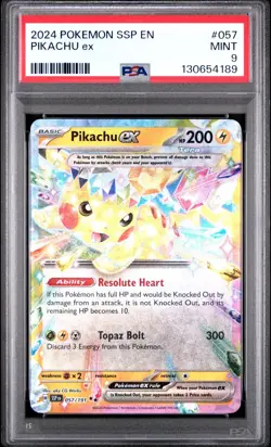 Pokemon Pikachu EX Surging Sparks #57/191 PSA 9 - Image 1